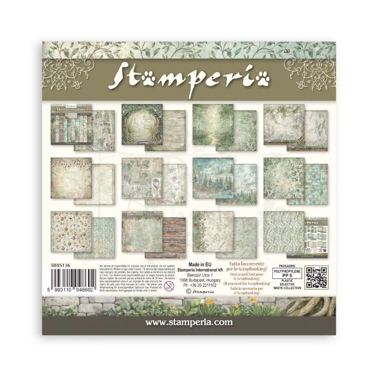 Zestaw papierów do scrapbookingu 20x20 Herbarium Silvae Tła SBBS136 Stamperia