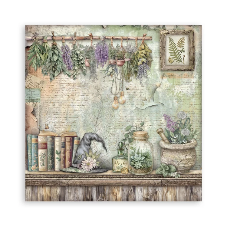 Zestaw papierów jednostronnych do scrapbookingu 20x20 Herbarium Silvae 22 arkusze SBBSXB20 Stamperia