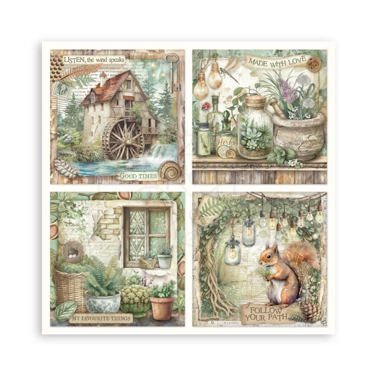 Zestaw papierów jednostronnych do scrapbookingu 20x20 Herbarium Silvae 22 arkusze SBBSXB20 Stamperia