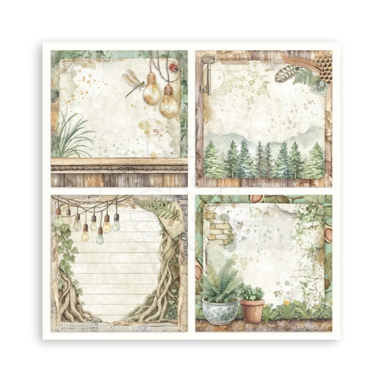 Zestaw papierów jednostronnych do scrapbookingu 20x20 Herbarium Silvae 22 arkusze SBBSXB20 Stamperia