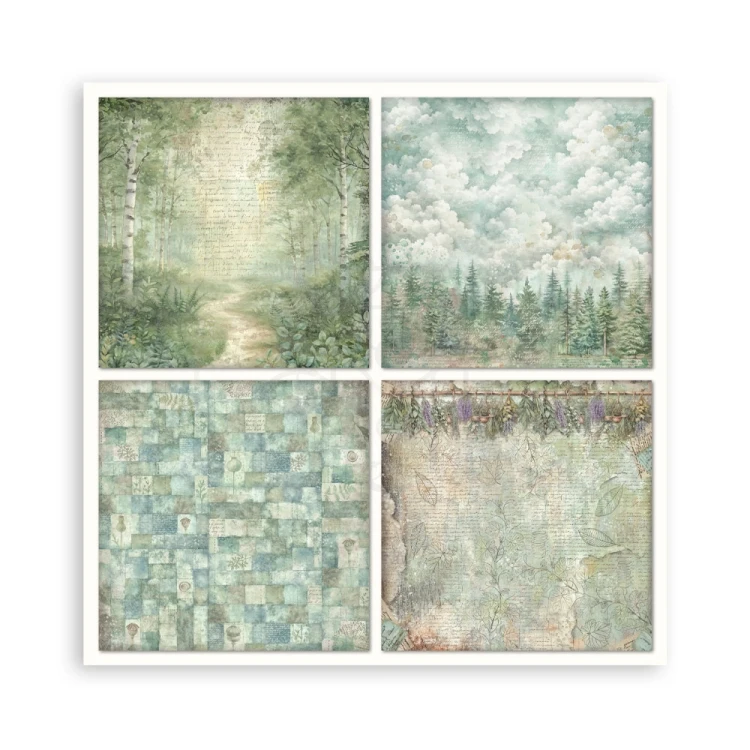 Zestaw papierów jednostronnych do scrapbookingu 20x20 Herbarium Silvae 22 arkusze SBBSXB20 Stamperia