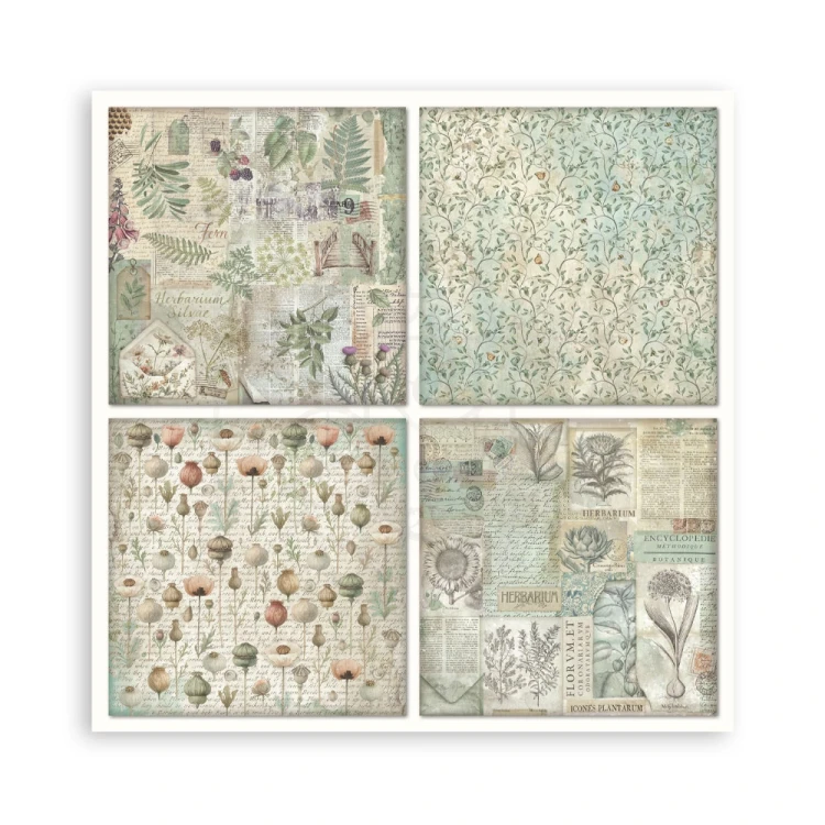 Zestaw papierów jednostronnych do scrapbookingu 20x20 Herbarium Silvae 22 arkusze SBBSXB20 Stamperia