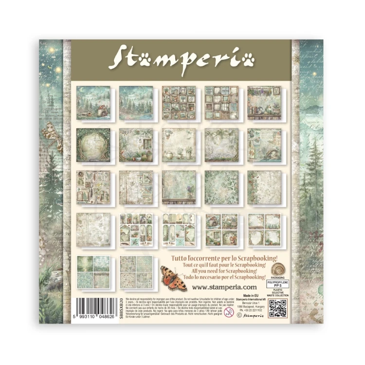 Zestaw papierów jednostronnych do scrapbookingu 20x20 Herbarium Silvae 22 arkusze SBBSXB20 Stamperia