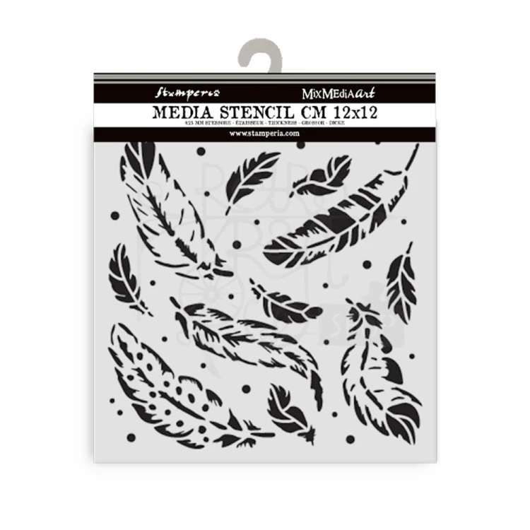 Szablon maska 12x12cm Herbarium Silvae Piórkowe tło KSTDS67 Stamperia