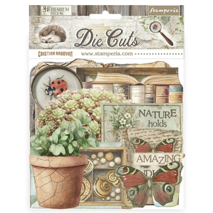 Ozdoby kształty tekturowe Die Cuts Herbarium Silvae 40 szt DFLDC123 Stamperia