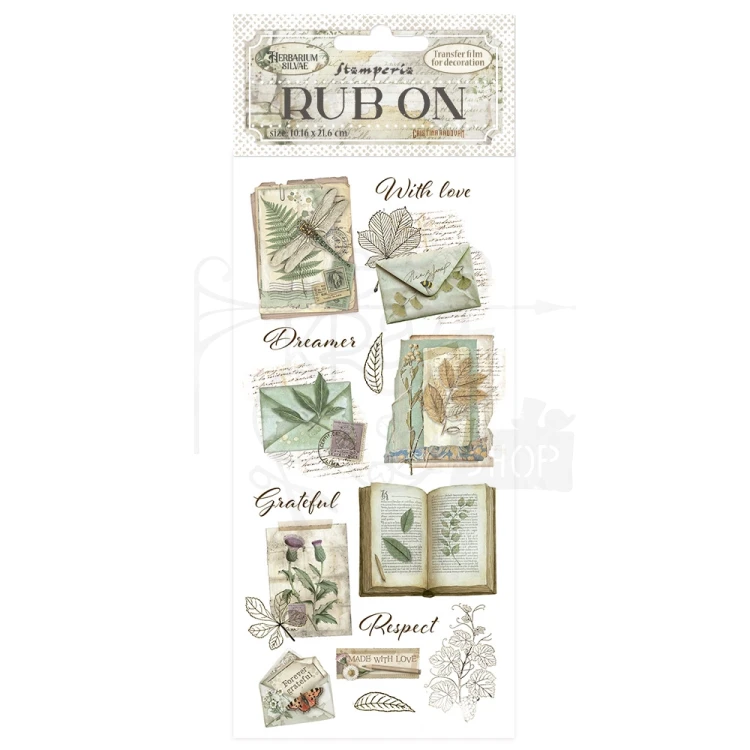 Rub-on transfer 10x21.6cm Herbarium Silvae Zielnik DFLRB210 Stamperia