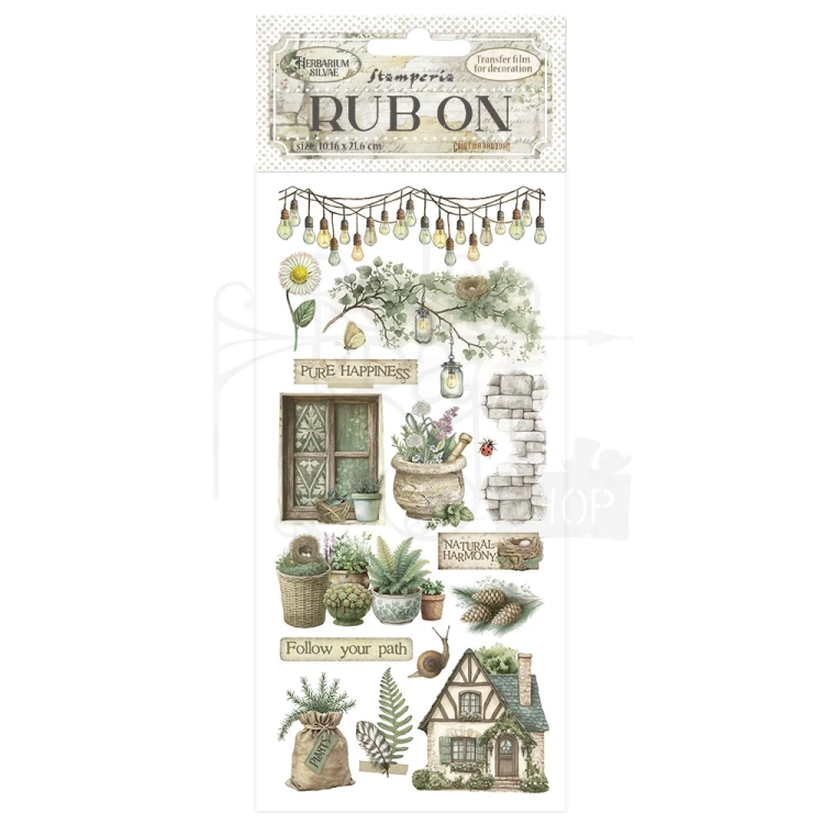 Rub-on transfer 10x21.6cm Herbarium Silvae Chatka DFLRB209 Stamperia
