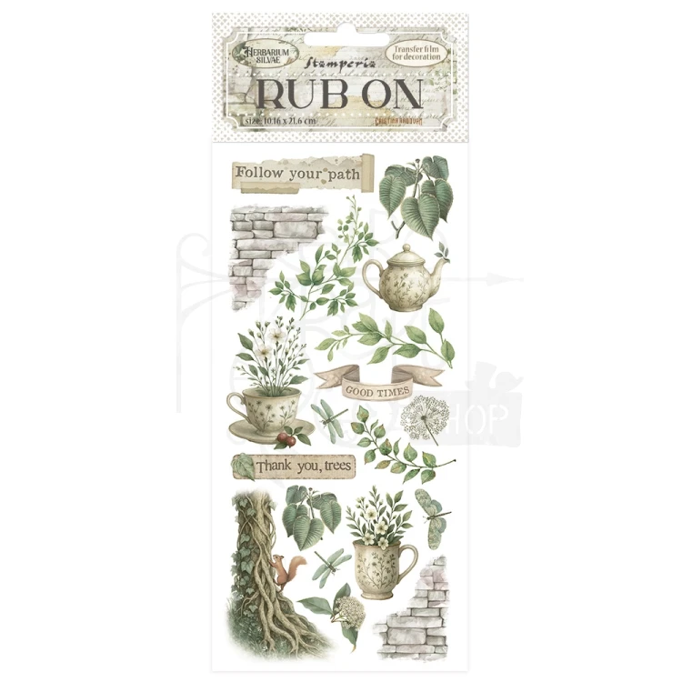 Rub-on transfer 10x21.6cm Herbarium Silvae Tea time DFLRB208 Stamperia