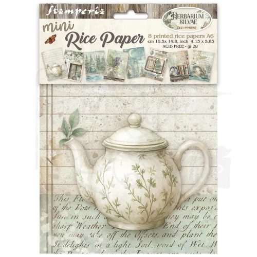 Papier ryżowy A6 Herbarium Silvae 8szt DFSA6X02 Stamperia