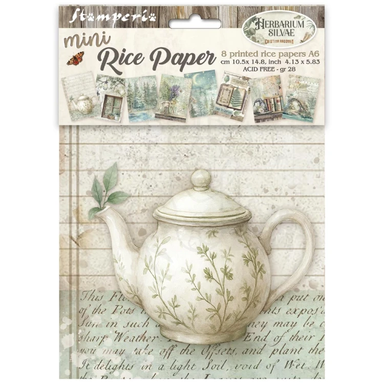 Papier ryżowy A6 Herbarium Silvae 8szt DFSA6X02 Stamperia