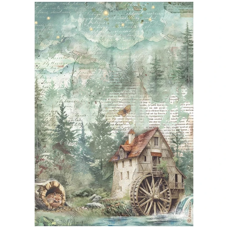 Papier ryżowy do decoupage A4 Herbarium Silvae Młyn DFSA41082 Stamperia
