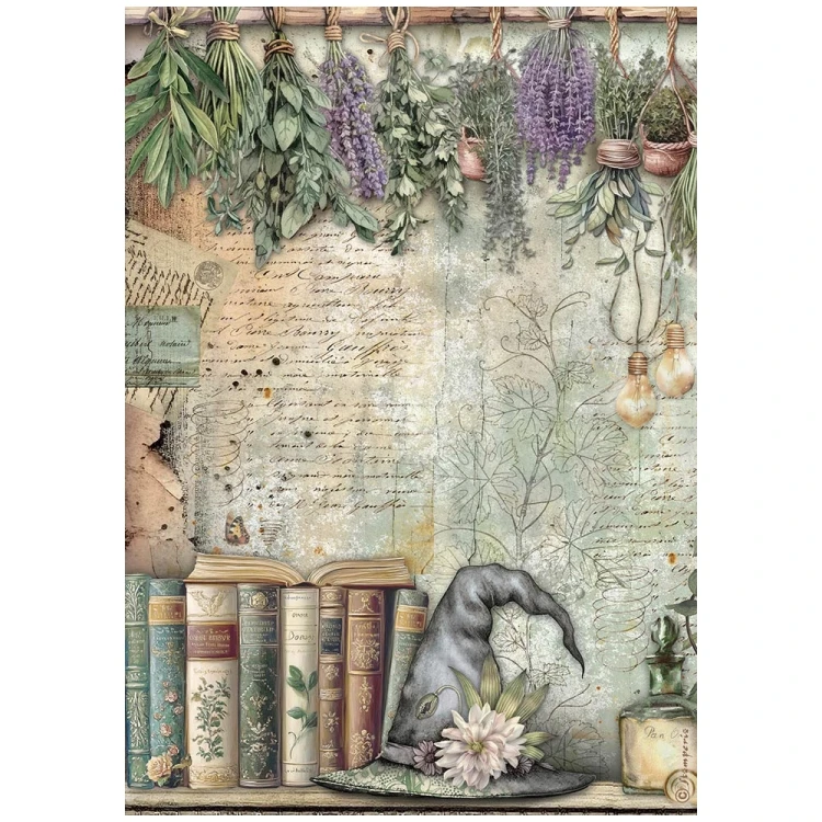 Papier ryżowy do decoupage A4 Herbarium Silvae Książki DFSA41081 Stamperia