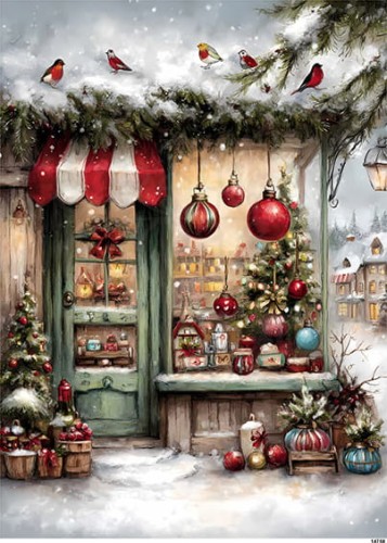 Papier ryżowy do decoupage A5 Zimowa witryna sklepowa 14758