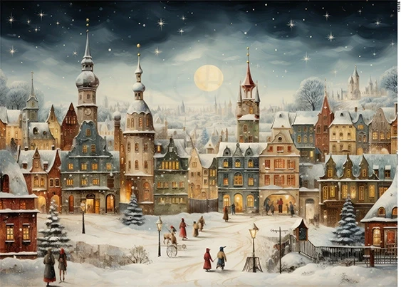 Papier ryżowy do decoupage A5 Zimowe miasto nocą 15026