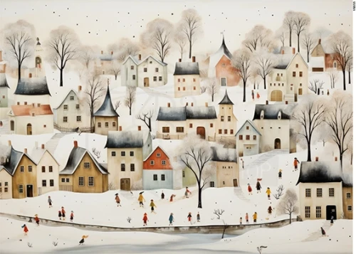Papier ryżowy do decoupage A5 Zimowe miasto 15033