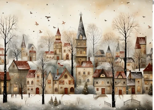Papier ryżowy do decoupage A5 Zimowe miasto 15037