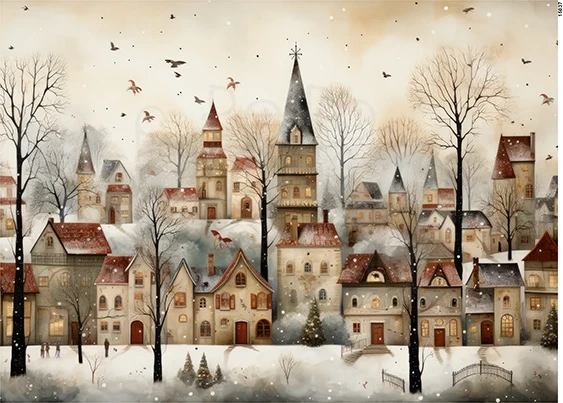 Papier ryżowy do decoupage A5 Zimowe miasto 15037