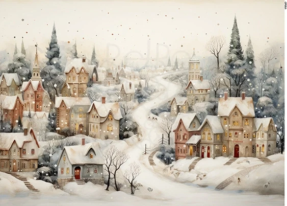 Papier ryżowy do decoupage A5 Zimowe miasto 15042