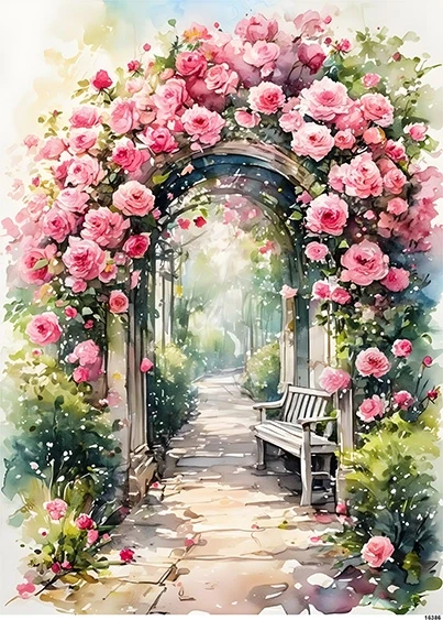 Papier ryżowy do decoupage A5 Brama w kwiatach 16386