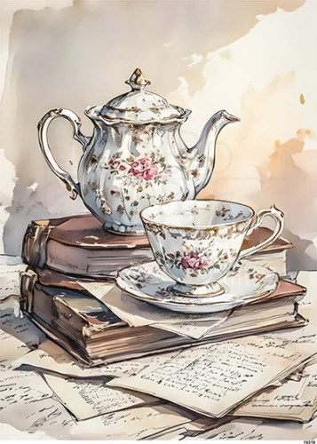 Papier ryżowy do decoupage A5 Filiżanka i imbryk retro 16319