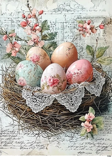 Papier ryżowy do decoupage A5 Wielkanoc - kosz z jajkami 11454