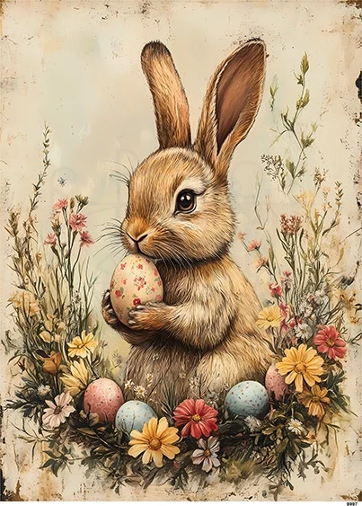 Papier ryżowy do decoupage A5 Wielkanoc - zajączek z jajkami 9997