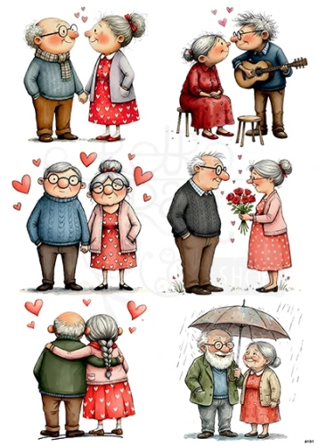 Papier ryżowy do decoupage A4 Babcia i dziadek 4101