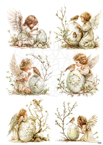 Papier ryżowy do decoupage A4 Aniołek i jajko 3145