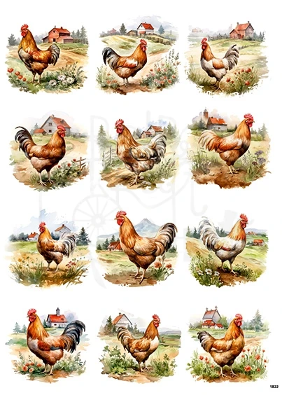 Papier ryżowy do decoupage A4 Kogut 1822