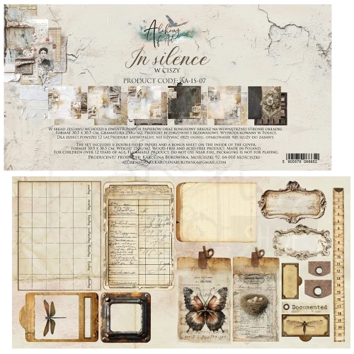 Zestaw papierów do scrapbookingu 30x30 In silence - AA-IS-07 Alchemy of Art