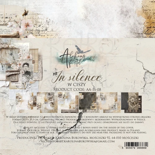 Zestaw papierów do scrapbookingu 20x20 In silence - AA-IS-08 Alchemy of Art