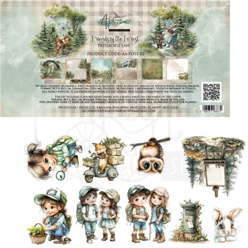 Zestaw papierów do scrapbookingu 30x30 Friends of the Forest - AA-FOTF-07 Alchemy of Art