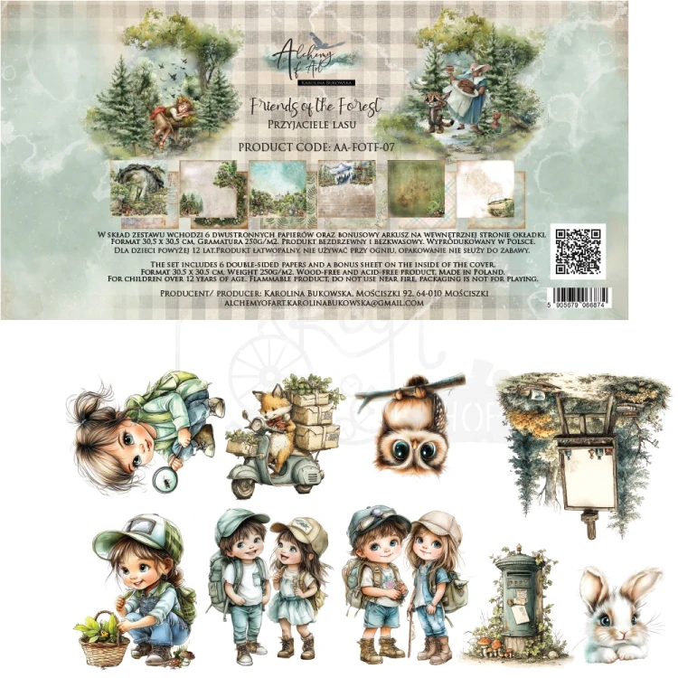 Zestaw papierów do scrapbookingu 30x30 Friends of the Forest - AA-FOTF-07 Alchemy of Art