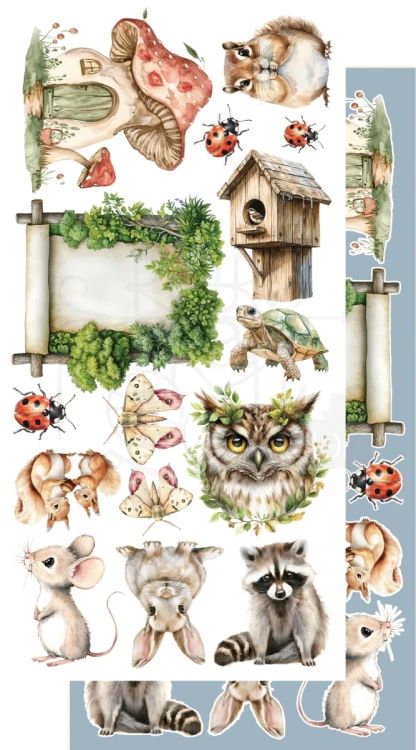 Zestaw papierów 15x30 dodatki do samodzielnego wycięcia Friends of the Forest - Elementy AA-FOTF-10 Alchemy of Art