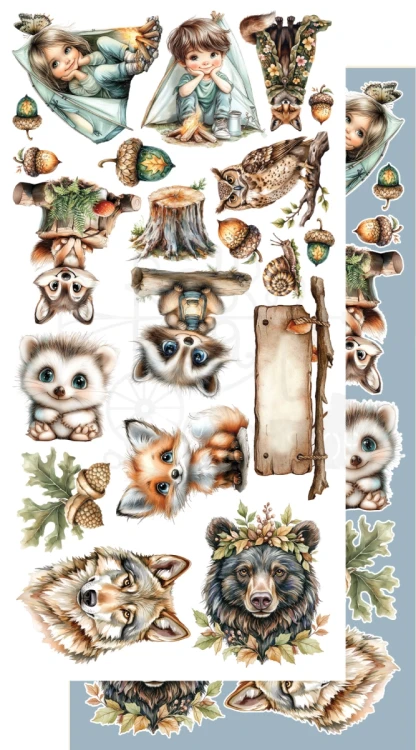 Zestaw papierów 15x30 dodatki do samodzielnego wycięcia Friends of the Forest - Elementy AA-FOTF-10 Alchemy of Art