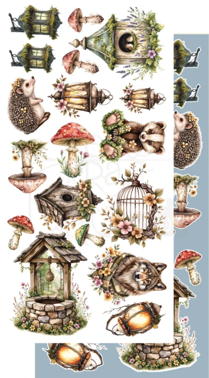 Zestaw papierów 15x30 dodatki do samodzielnego wycięcia Friends of the Forest - Elementy AA-FOTF-10 Alchemy of Art