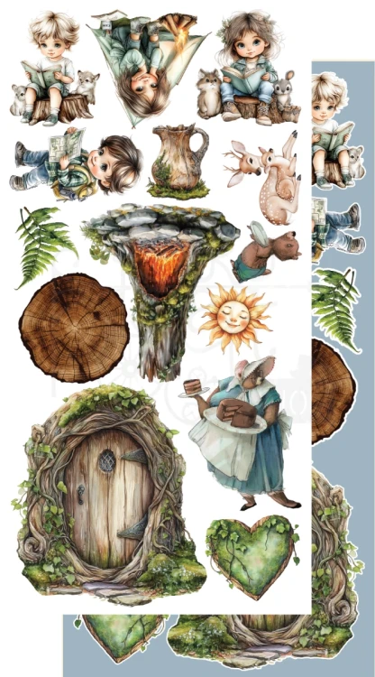Zestaw papierów 15x30 dodatki do samodzielnego wycięcia Friends of the Forest - Elementy AA-FOTF-10 Alchemy of Art