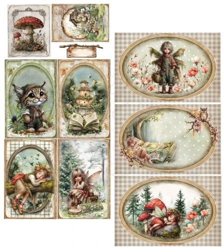 Zestaw papierów 15x30 dodatki do samodzielnego wycięcia Friends of the Forest - Karty AA-FOTF-11 Alchemy of Art