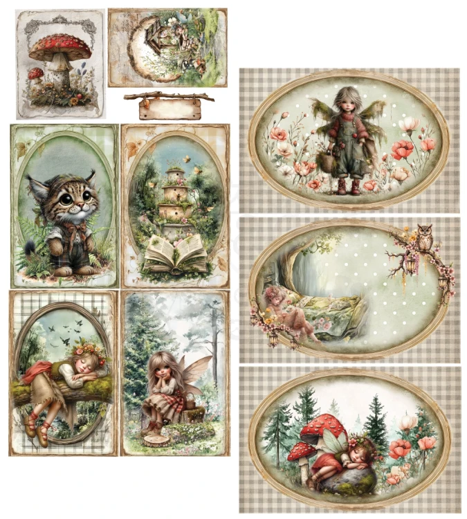 Zestaw papierów 15x30 dodatki do samodzielnego wycięcia Friends of the Forest - Karty AA-FOTF-11 Alchemy of Art