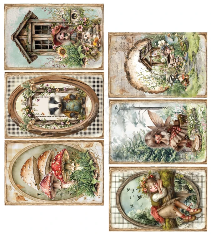 Zestaw papierów 15x30 dodatki do samodzielnego wycięcia Friends of the Forest - Karty AA-FOTF-11 Alchemy of Art