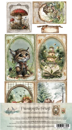 Zestaw papierów 15x30 dodatki do samodzielnego wycięcia Friends of the Forest - Karty AA-FOTF-11 Alchemy of Art