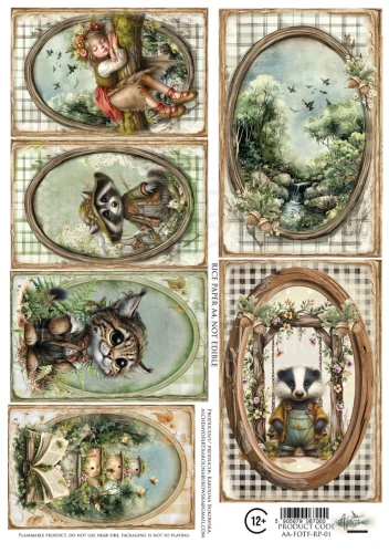 Papier ryżowy do decoupage A4 Friends of the Forest - AA-FOTF-RP-01 Alchemy of Art