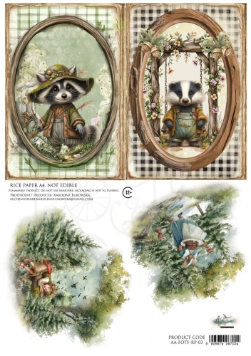 Papier ryżowy do decoupage A4 Friends of the Forest - AA-FOTF-RP-03 Alchemy of Art