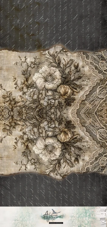Materiał Fabric 32x70 In silence - Koronka vintage AA-IS-FABRIC-04 Alchemy of Art