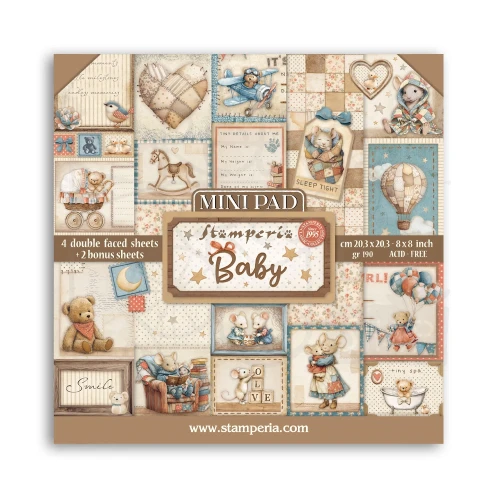 Zestaw papierów do scrapbookingu 20x20 Mini Pad Baby 6 arkuszy SBBMS001 Stamperia
