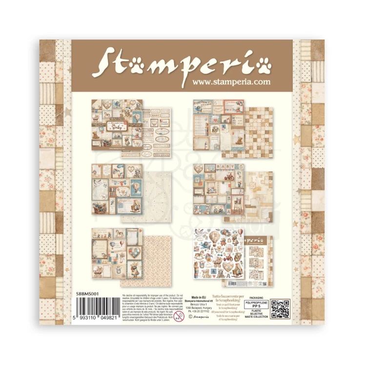 Zestaw papierów do scrapbookingu 20x20 Mini Pad Baby 6 arkuszy SBBMS001 Stamperia
