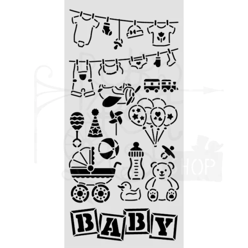 Szablon maska 12x25cm Baby Elementy KSTDL145 Stamperia