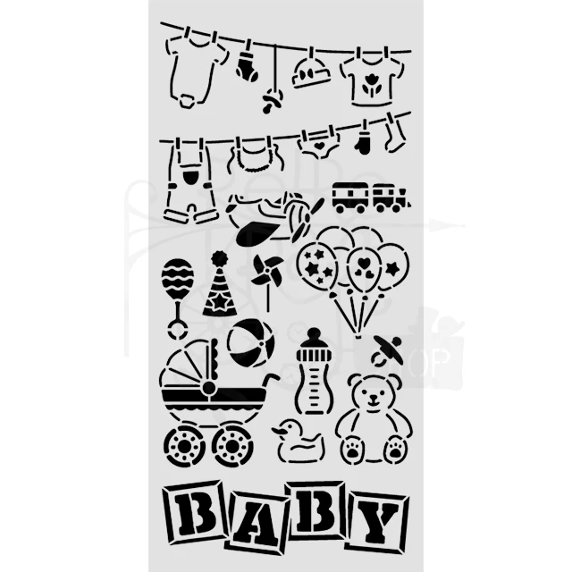 Szablon maska 12x25cm Baby Elementy KSTDL145 Stamperia