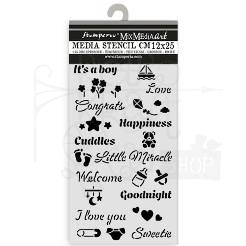 Szablon maska 12x25cm Baby Sentencje KSTDL144 Stamperia