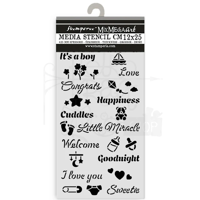 Szablon maska 12x25cm Baby Sentencje KSTDL144 Stamperia